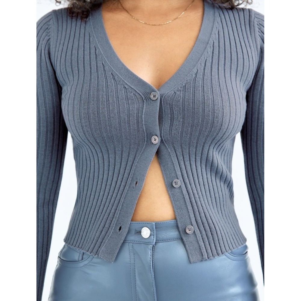 Wilfred Aritzia Wool Cotton Manila Cardigan Sweater XS Ribbed Classic Preppy Y2K